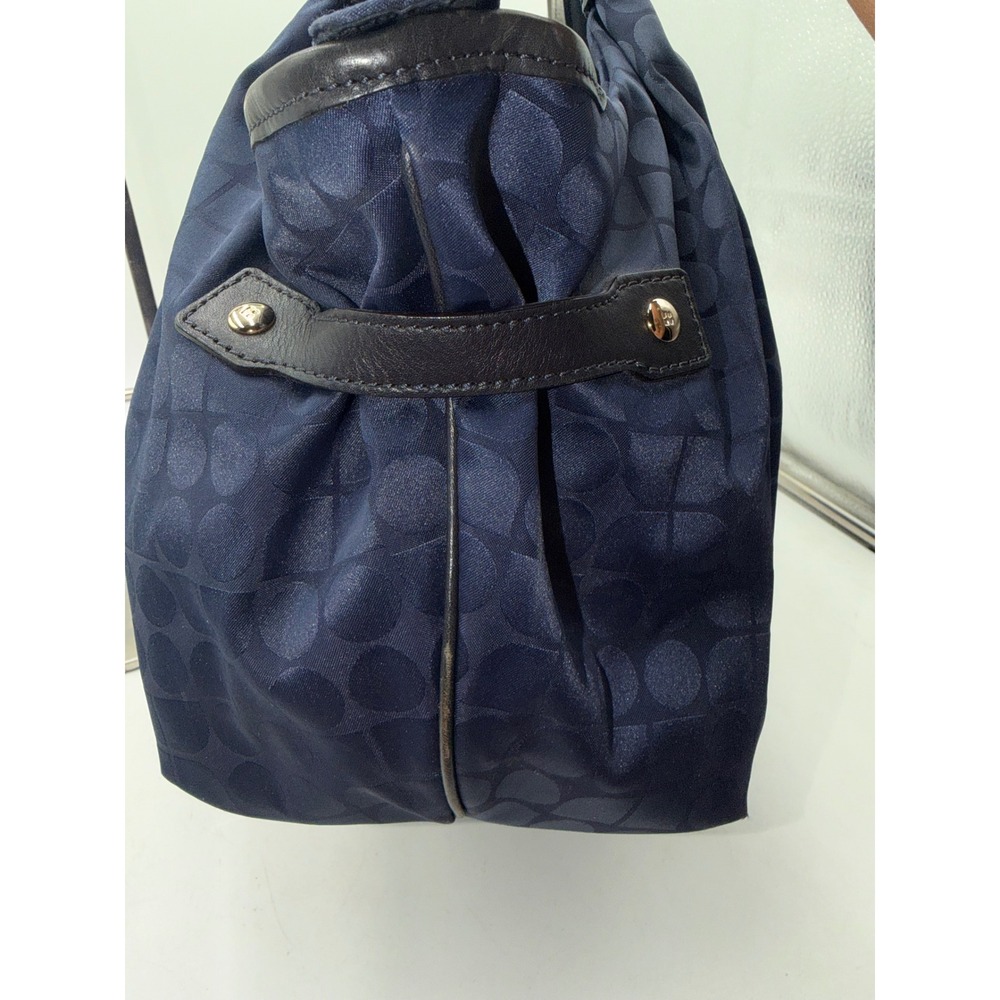 Kate Spade New York Navy Blue Jacquard Nylon Spade Pattern Shoulder Bag Tote - Picture 2 of 15